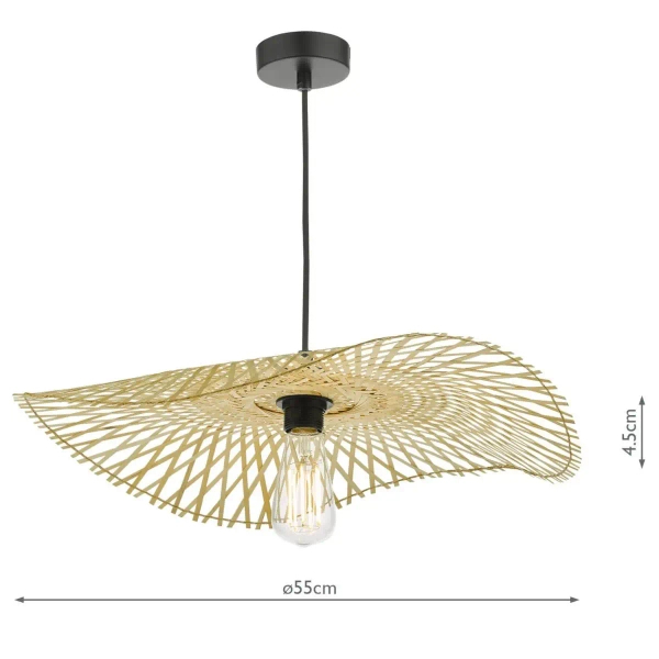 Rattanowa lampa wisząca Deja DEJ6529 kapelusz brązowy czarny