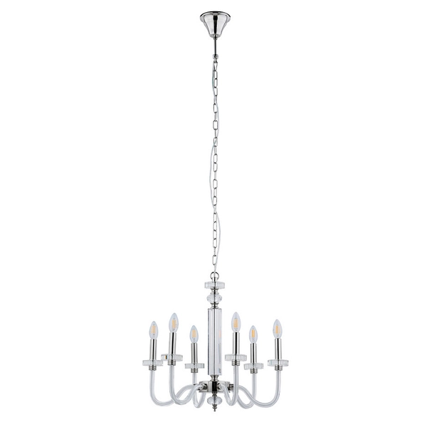 Retro żyrandol pałacowy Hampton 8154 na łańcuchu srebrny nad stół