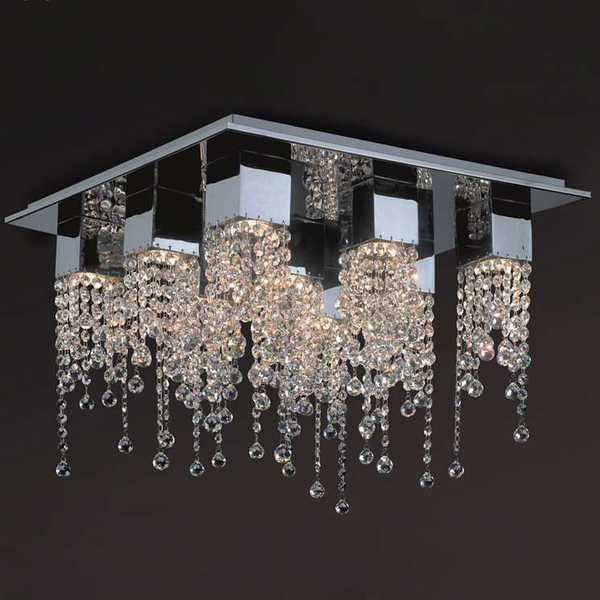 Sufitowa LAMPA glamour LARIX MX93708-9B Italux kwadratowa OPRAWA crystal PLAFON kryształowy chrom przezroczysty