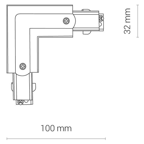 Kątowy L-ŁĄCZNIK uziemienie lewe CTLS POWER L CONNECTOR 8706 Nowodvorski do 3-fazowej szyny natynkowej 230V czarny