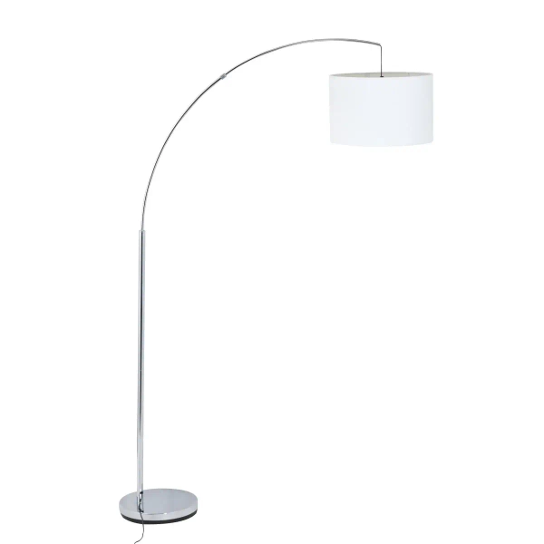 Stojąca lampa abażurowa Clarie 13258/05 łukowa chrom biała