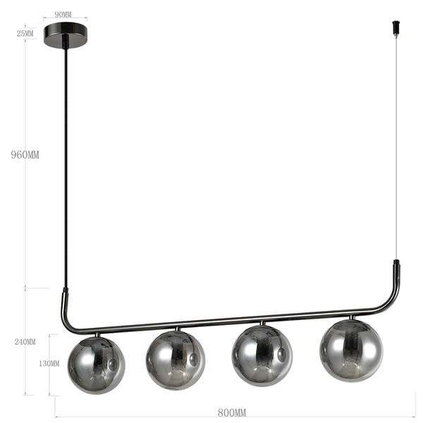 Kulista lampa wisząca Alisa LP-005/4L grafit Light Prestige kule grafit przydymiony