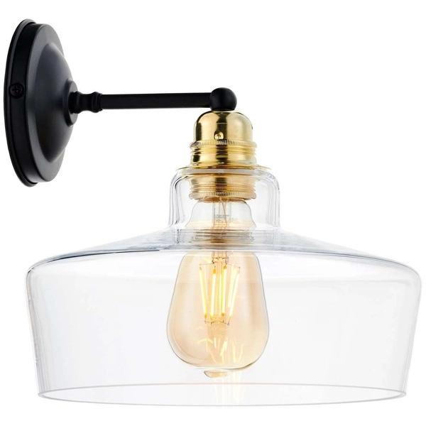 Kinkiet LAMPA ścienna LONGIS 20881105 Kaspa skandynawska OPRAWA loftowa szklana złota przezroczysta czarna