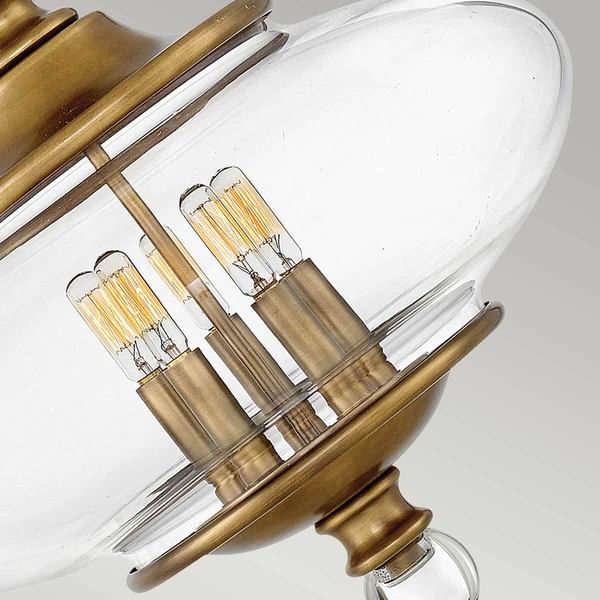 Lampa retro wisząca Wexley HK-WEXLEY-5P-HB Hinkley szklana mosiądz