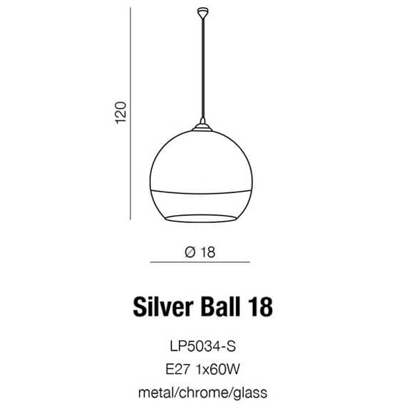 Nowoczesna lampa wisząca Silver Ball do salonu chrom