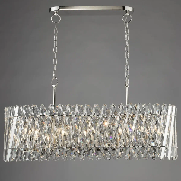 Pałacowy żyrandol Entwine ENT2338 do jadalni kryształowy nikiel