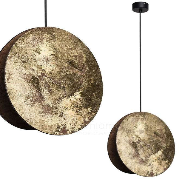 Okrągła LAMPA wisząca WHEEL 9028 Nowodvorski drewniana OPRAWA okrągła zwis czarny złoty