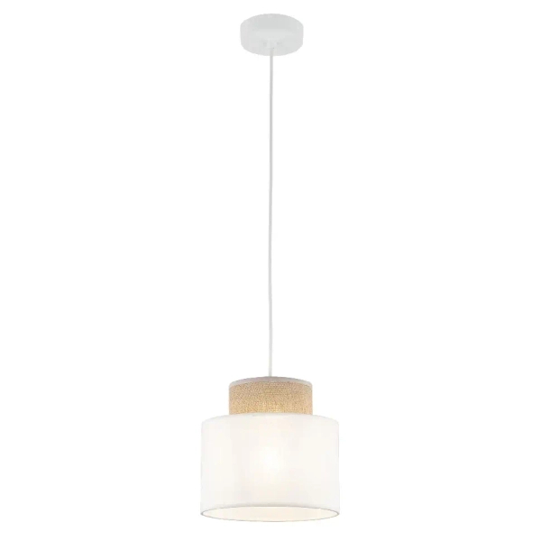 Nowoczesna lampa wisząca Duo 10078 tuba naturalna juta biały