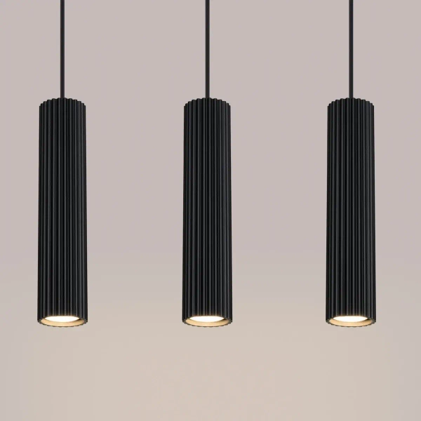 Lampa wisząca potrójna KARBON SL.1575 tubka podłużna czarna
