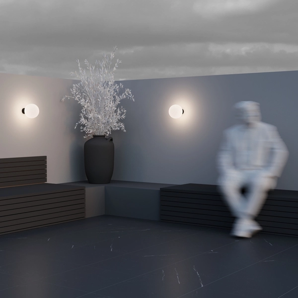 Zewnętrzna lampa ścienna Bold O598WL-01B Maytoni kula IP54 czarny