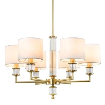 Abażurowa lampa sufitowa SUTTON P06692BR-WH wielopunktowa mosiądz biały