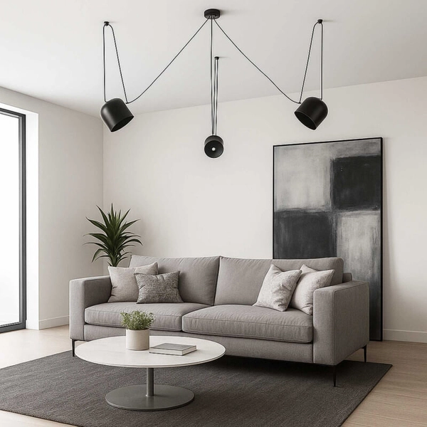 Salonowa lampa wisząca Spider ABR-SHIL-E27-W Abruzzo regulowana szara