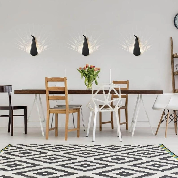 Ścienna lampa ORIGAMI PAWN-B metalowa paw LED 3W 3000K kinkiet czarny