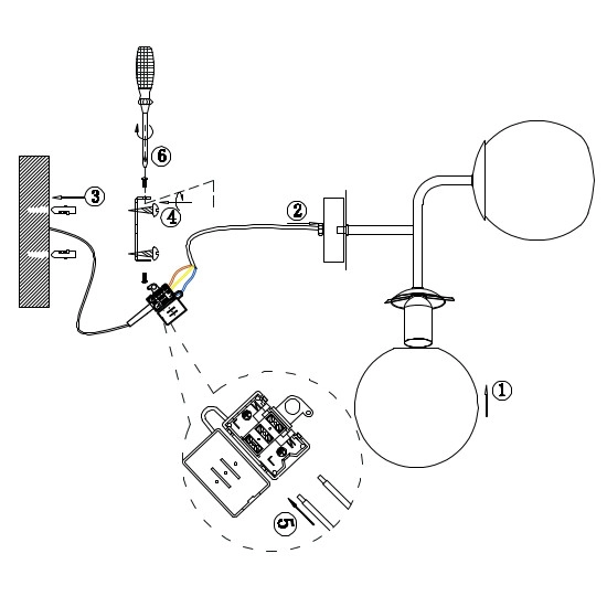 Modernistyczna LAMPA ścienna ERICH MOD221WL-02G Maytoni szklane kule kinkiet mosiądz
