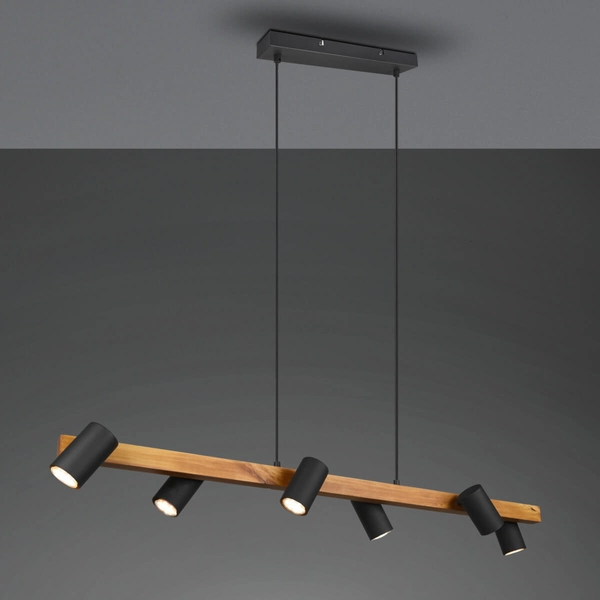 Zwieszana lampa na listwie VANTOS DL632312490 regulowana drewniana czarny