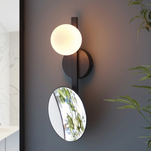 Łazienkowy kinkiet kula L&-196729 Light& z lustrem IP44 czarny
