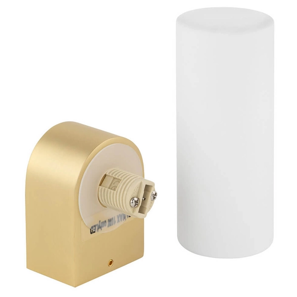 Kinkiet ścienny Natalie 10724 IP44 tuba metalowy szklany biały mosiądz