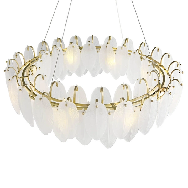 Wisząca lampa do salonu PIUMA ST-6289-8 Step listki mosiądz biały