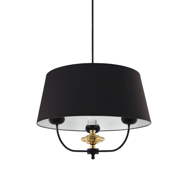Lampa wisząca do sypialni Narni NAR-ZW-3 (CZ) tkaninowa czarna mosiądz