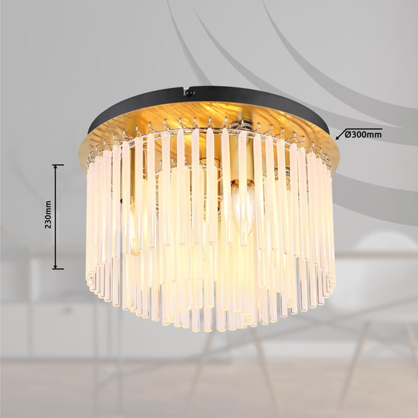 Szklana lampa sufitowa GORLEY 15698DM do sypialni złota