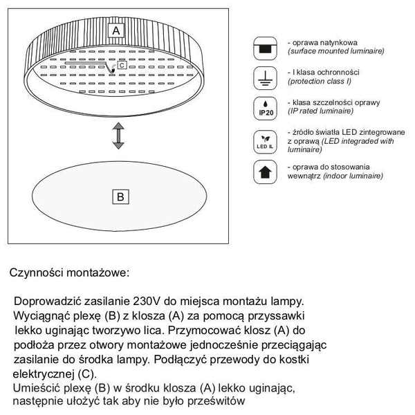 Plafoniera LAMPA sufitowa NUNGO 8432 Shilo metalowa OPRAWA plafon LED 11W 4000K okrągły czarny