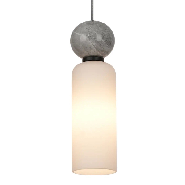 Liniowa lampa wisząca Santos PND-95331-4-BK nad wyspę szara biała czarna