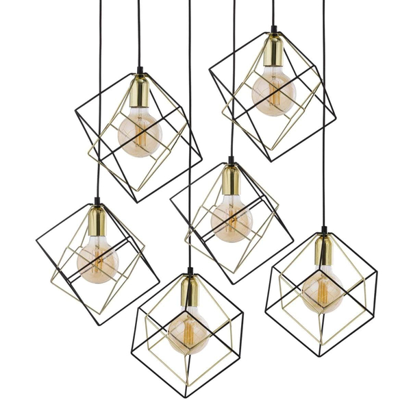 Wielopunktowa lampa zwisowa Alambre 2779 TK Lighting klatki czarne złote