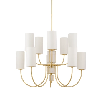 Pałacowy żyrandol Cero CER-ZW-10 (ZM) tubki tkaninowe biały mosiądz