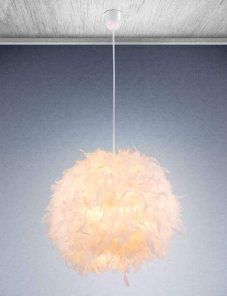 LAMPA wisząca KATUNGA 15057 Globo dekoracyjna OPRAWA zwis kula ball pióra białe