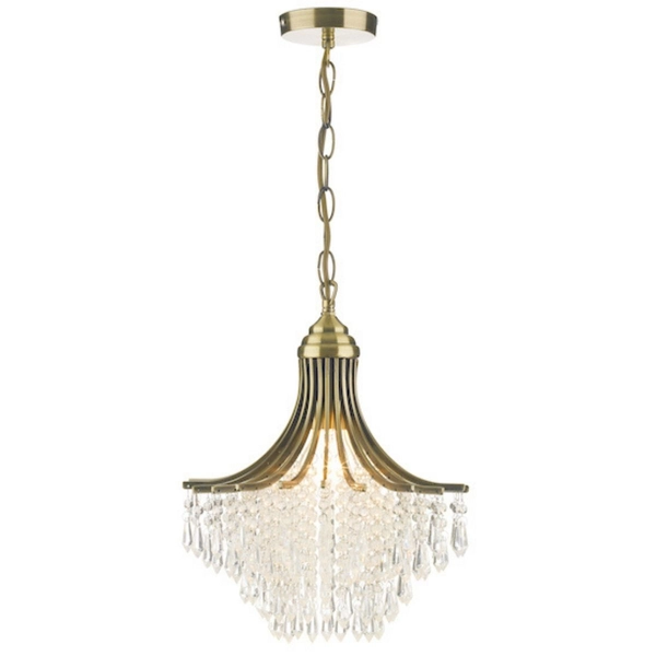 Pałacowa lampa wisząca Suri SUR0108 Dar Lighting kryształowa mosiądz