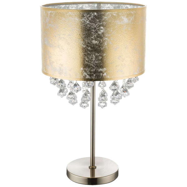 Stojąca LAMPKA nocna AMY 15187T3 Globo abażurowa LAMPA stołowa z kryształkami glamour crystal złota przezroczysta