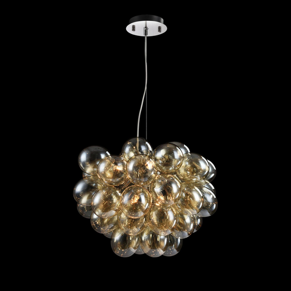 Wisząca LAMPA modernistyczna BALBO MOD112-08-G Maytoni szklana OPRAWA kule ZWIS molekuły koniak