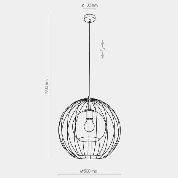 Wisząca lampa druciana loft Universo 2552 TK Lighting szklana przydymiona