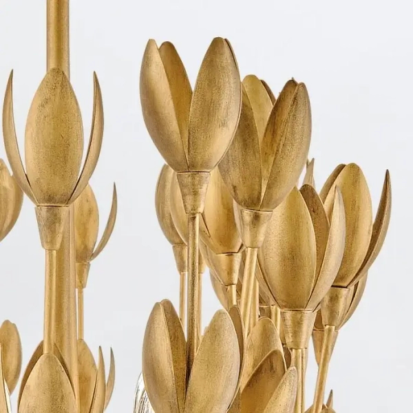Dekoracyjna wisząca lampa Flora QN-FLORA10-GD kwiaty do jadalni złote