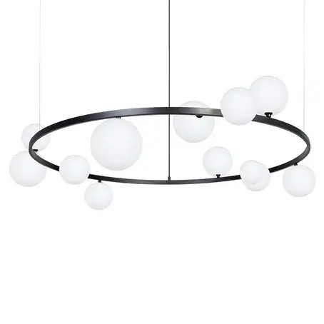 Molekułowa lampa wisząca Bolero 41321 ringi kule białe czarne