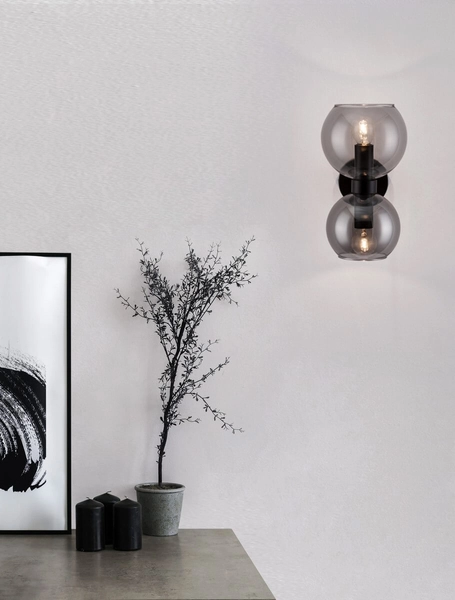 Nowoczesny kinkiet szklany Repos balls czarny przydymiony