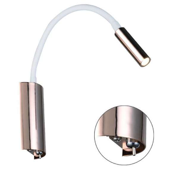 Regulowana LAMPA ścienna Nuto Bianco Gold Orlicki Design metalowa OPRAWA na peszlu LED 3W 3000K do czytania biała złota