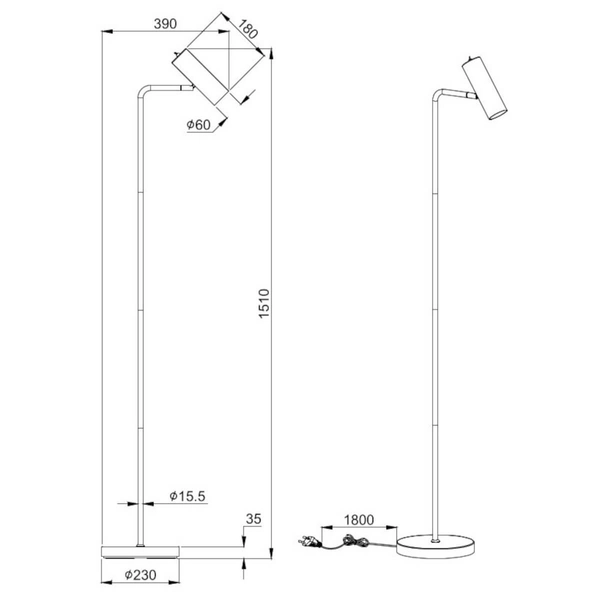 Stojąca lampa podłogowa VANTOS DL107412400 Trio tubka do salonu srebrna