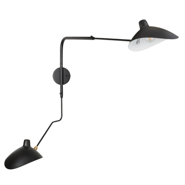 Podwójny kinkiet ścienny z regulacją CRANE W8702-S czarny