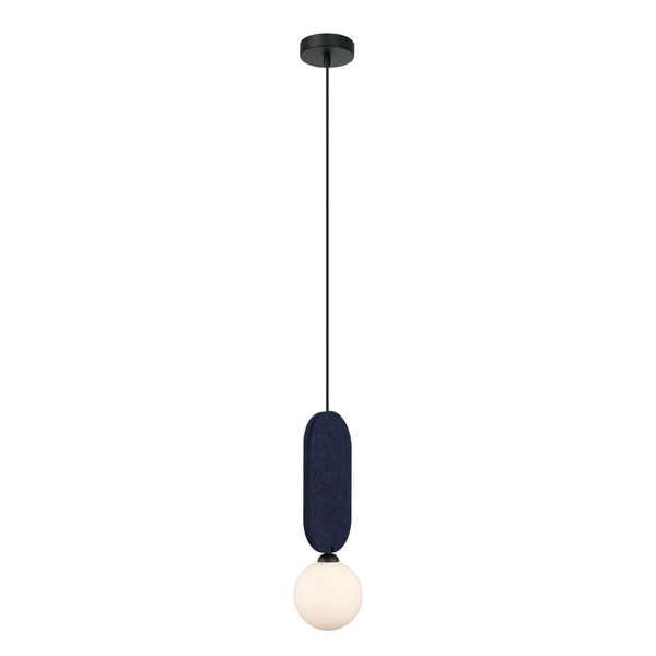Lampa wisząca filcowa Lorenzo PND-59815-1-BLU owalna czarna niebieska