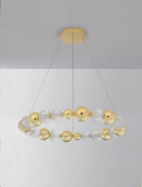 Okrągła lampa wisząca Ponce bąbelki LED 46W 3200K crystal złota