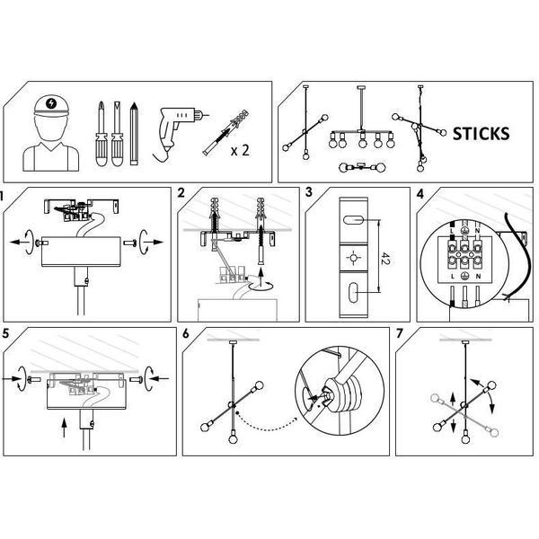 LAMPA wisząca STICKS 6268 Nowodvorski metalowa OPRAWA pręty ZWIS molekuły miedź czarne