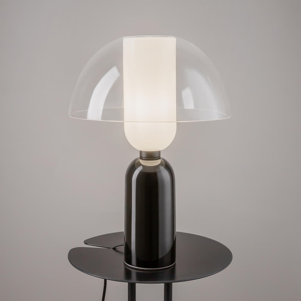 Lampa stołowa do sypialni Memory MOD177TL-01B grzybek czarna przezroczysta