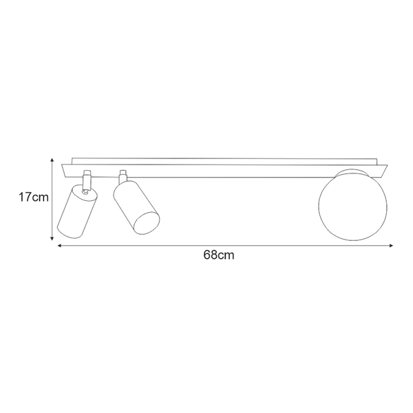 Nowoczesna lampa sufitowa Albio K-4135 Kaja czarna listwa ball do przedpokoju
