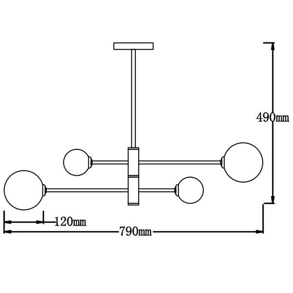Lampa sufitowa DORADO LP-002/4P BK Light Prestige loftowa oprawa metalowa molekuły szklane kule czarne białe