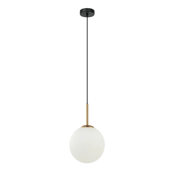 Zwisająca lampa Deore PND-5578-1S-BRO-BK Italux kula szklana biała złota czarna