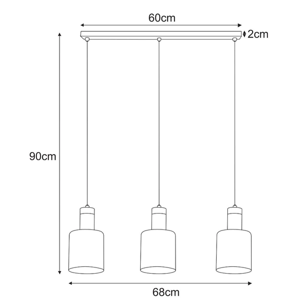 Lampa wisząca na listwie Brus K-5253 Kaja potrójna metalowa czarna