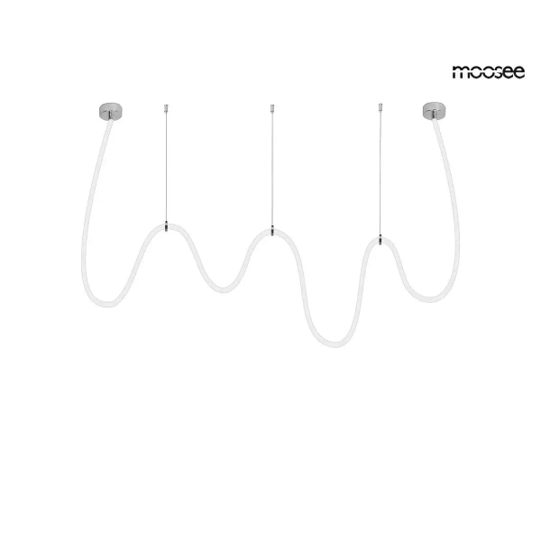Lampa wisząca LASSO biała srebrna MSE15011004431 1xLED 50W 3000-4000K CCT wąż LED