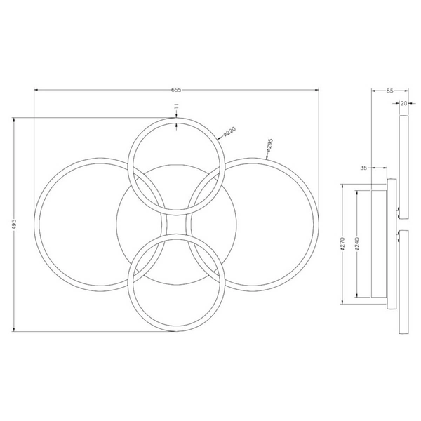 Pierścieniowa lampa sufitowa Cires R67364132 LED 27W 4000K czarny