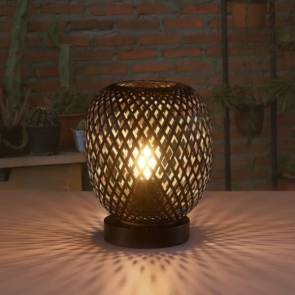 Bambusowa lampka stołowa Zanzibar 329226 na komodę boho czarna